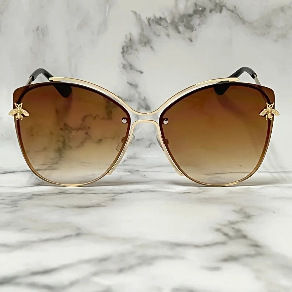 Fashion Cat Eye Sunglasses Women Designer Inspired Rimless Shades Lentes‎ Gafas